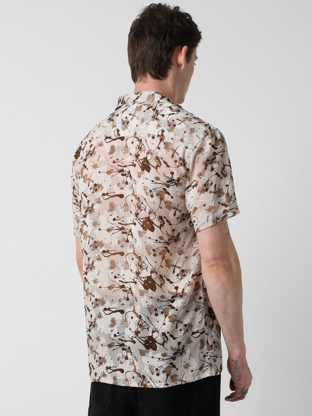 Brunette Burn Out Splash Oversized Shirt