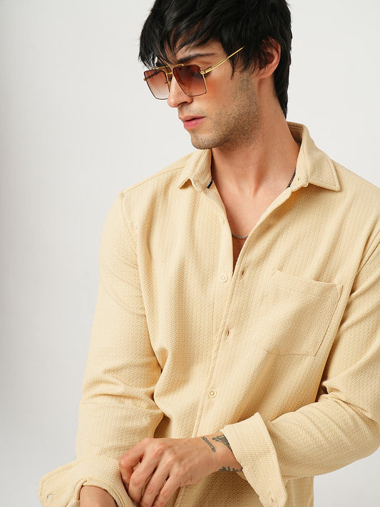 Meticulous Light Beige Jacquard Shirt
