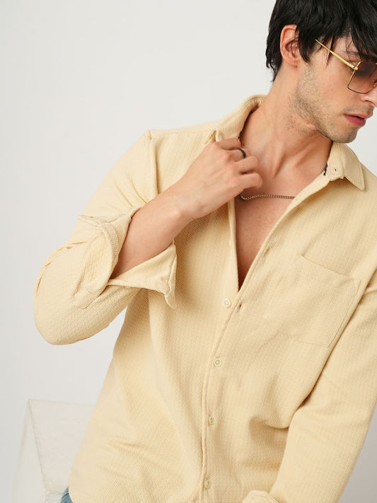 Meticulous Light Beige Jacquard Shirt