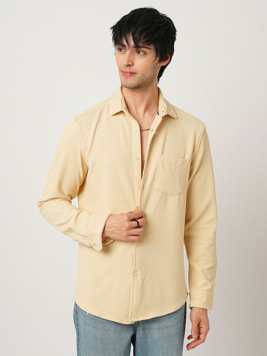 Meticulous Light Beige Jacquard Shirt