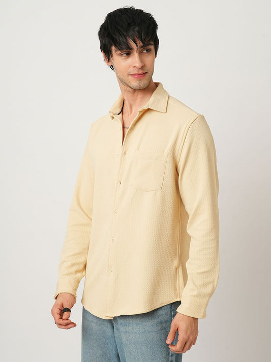 Meticulous Light Beige Jacquard Shirt