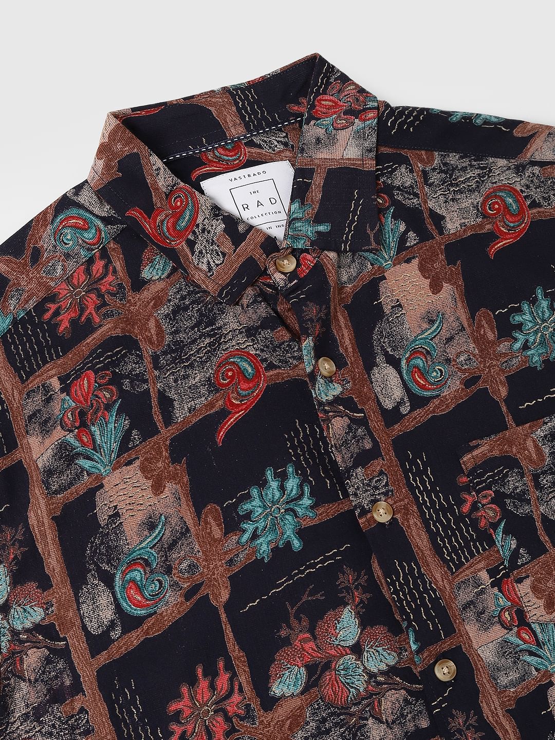 Futuristic Fusion Foil Printed Black Shirt