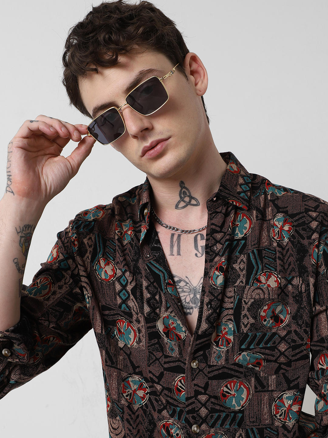 Aesthetic Foil Printed Multicolour Shirt