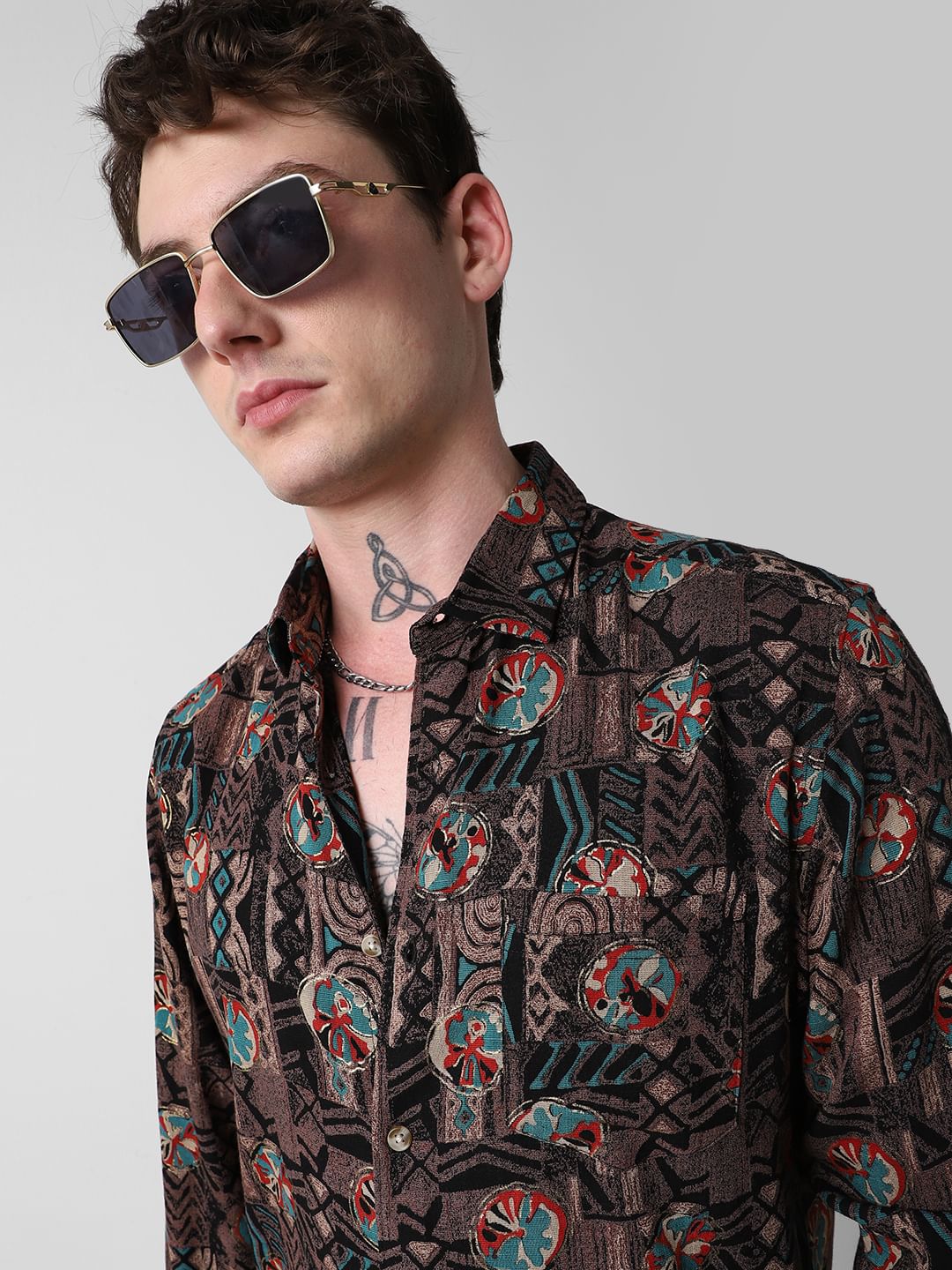Aesthetic Foil Printed Multicolour Shirt