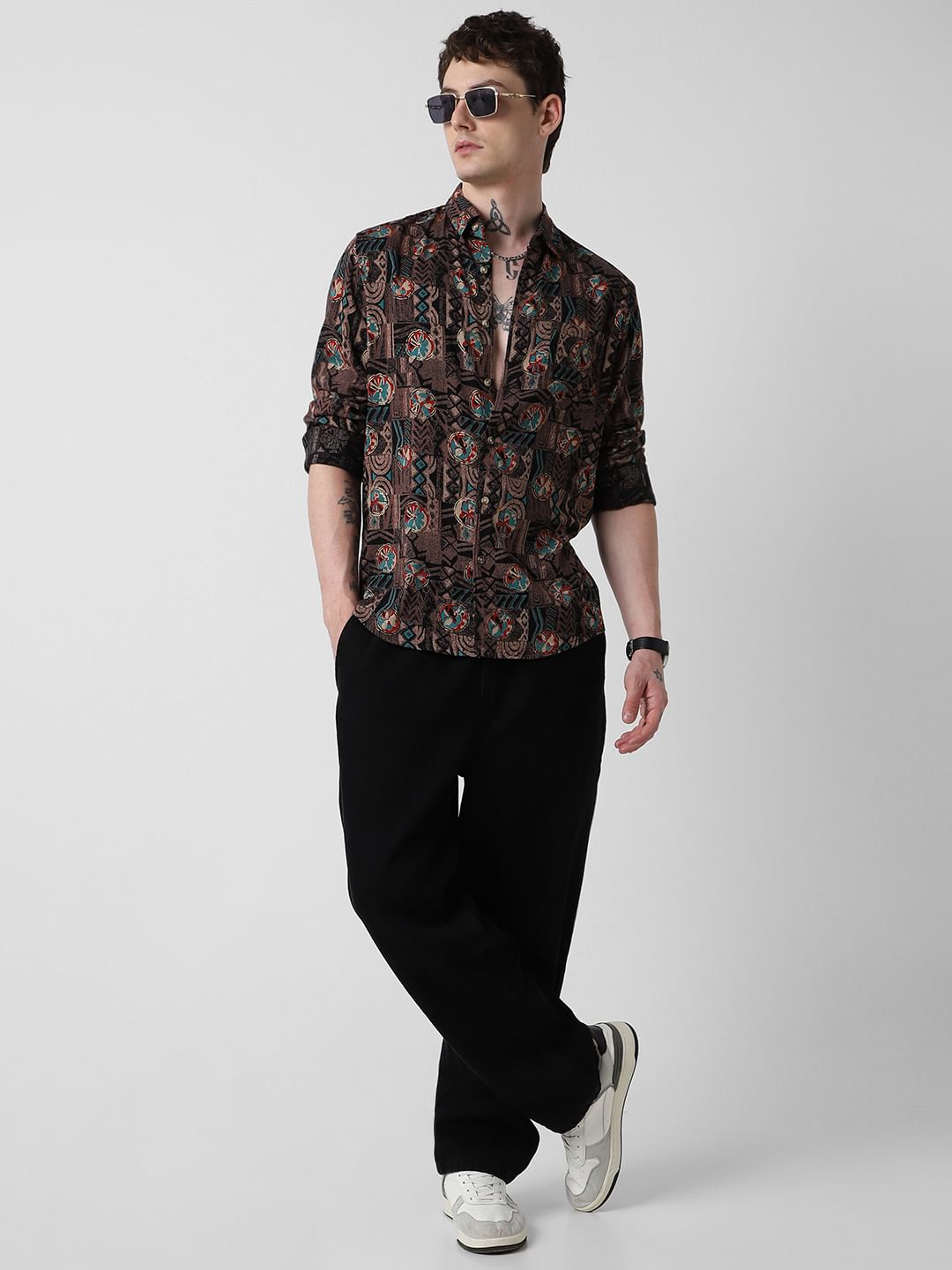 Aesthetic Foil Printed Multicolour Shirt