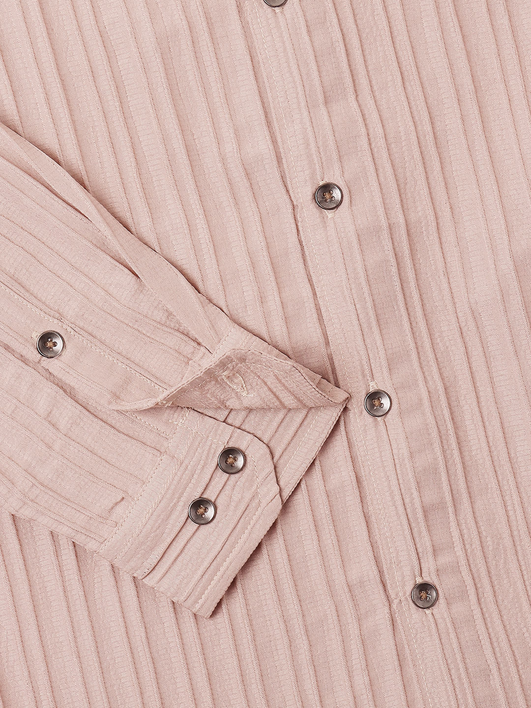 Tan Brown Line Textured Shirt