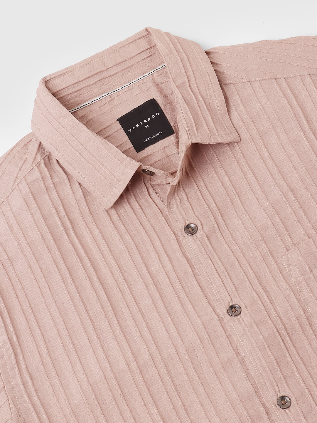Tan Brown Line Textured Shirt