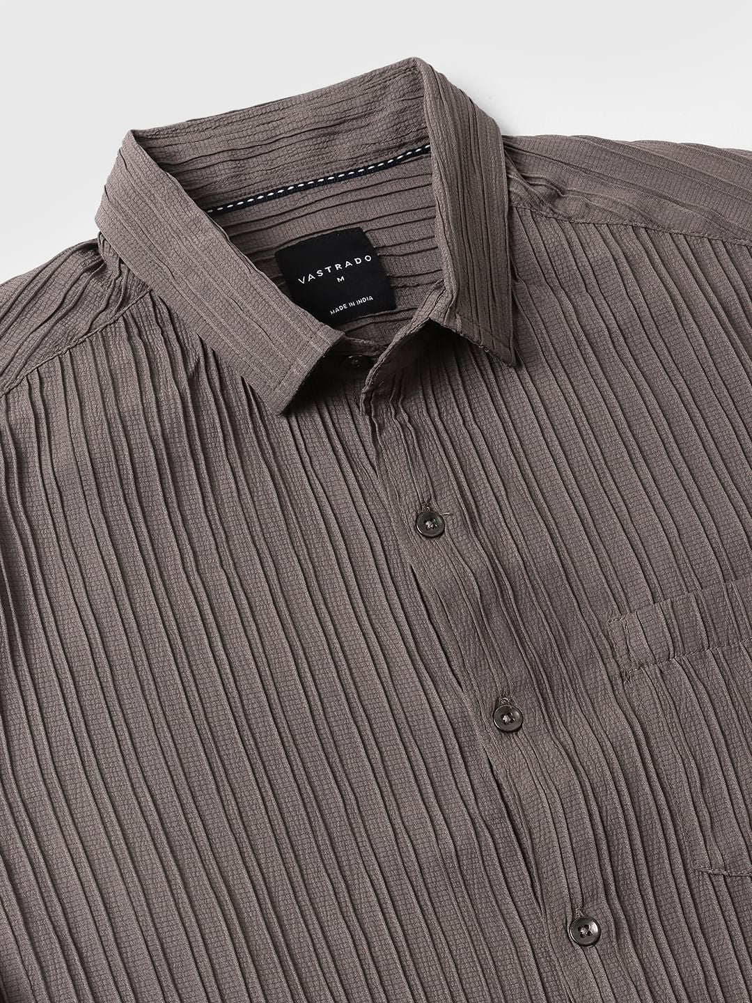 Chocolate Brown Line Textured Shirt