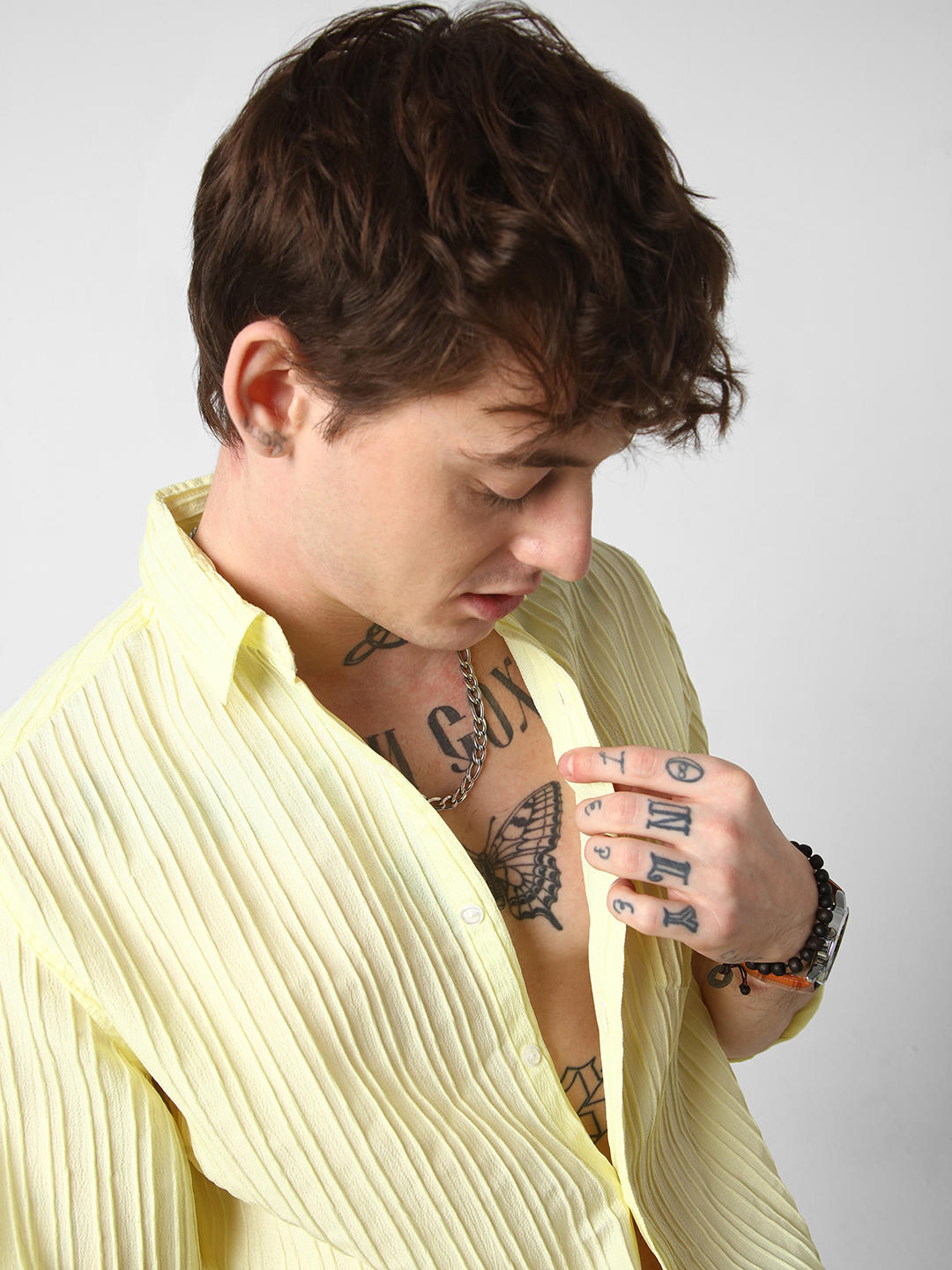 Vibrant Lemon Line Textured Shirt