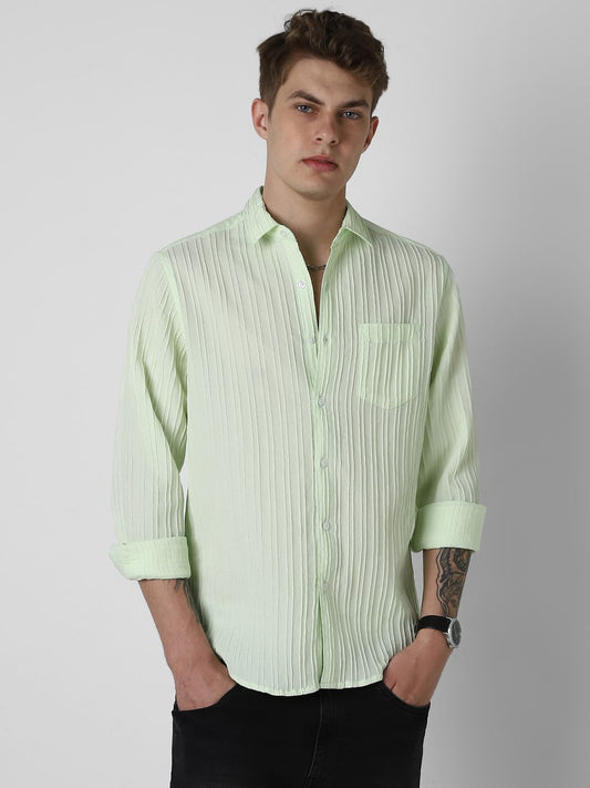 Neon Green Textured Line Shirt