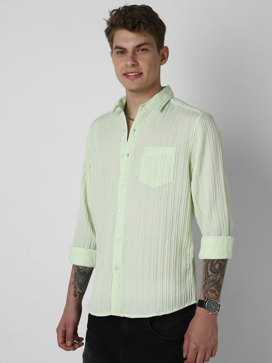 Neon Green Textured Line Shirt