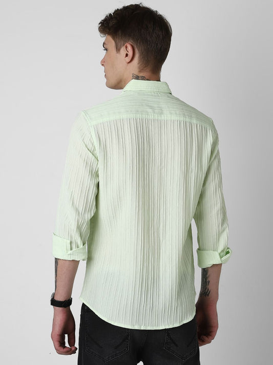 Neon Green Textured Line Shirt
