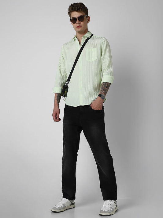Neon Green Textured Line Shirt