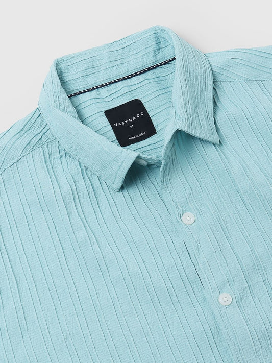 Ocean Blue Line Textured Shirt