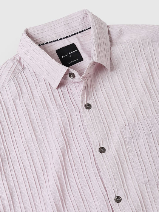 Pastel Candy Pink Line Textured Shirt