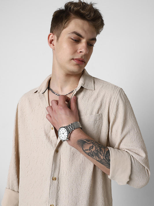 Bisque Beige Textured Shirt