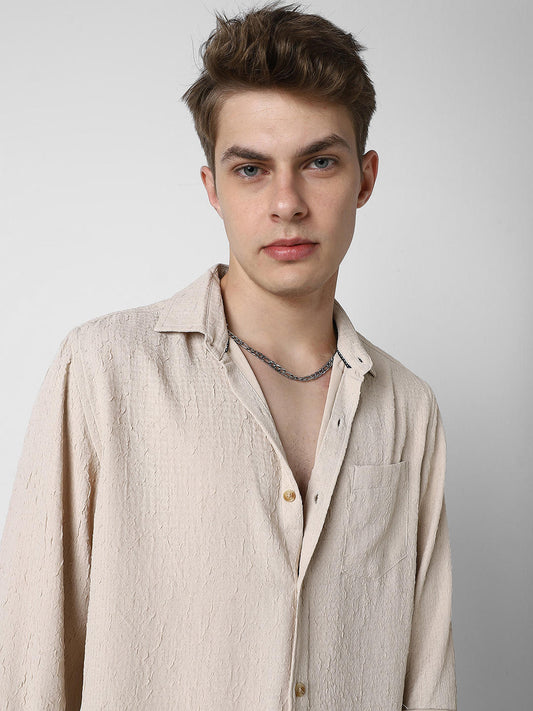 Bisque Beige Textured Shirt