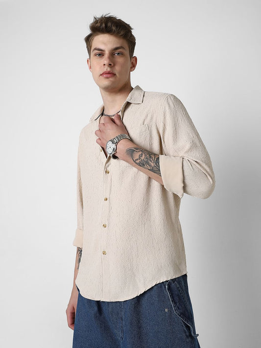 Bisque Beige Textured Shirt