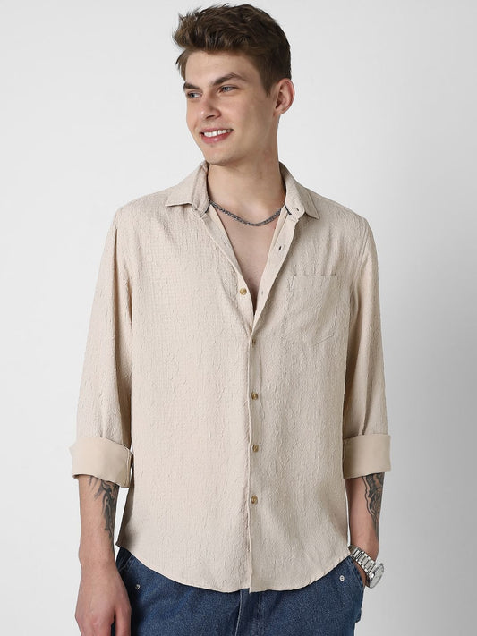 Bisque Beige Textured Shirt