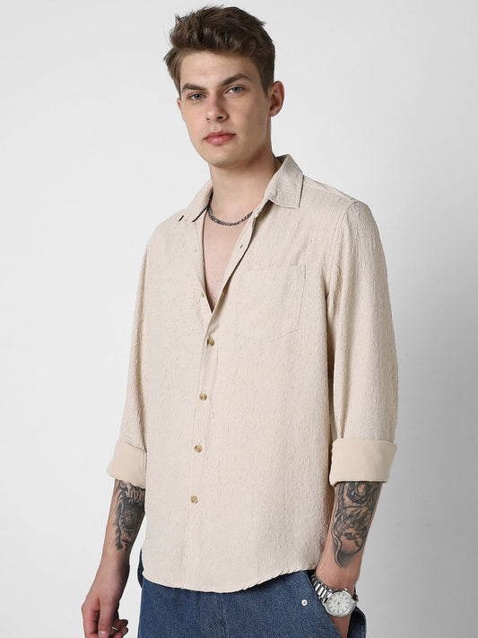 Bisque Beige Textured Shirt