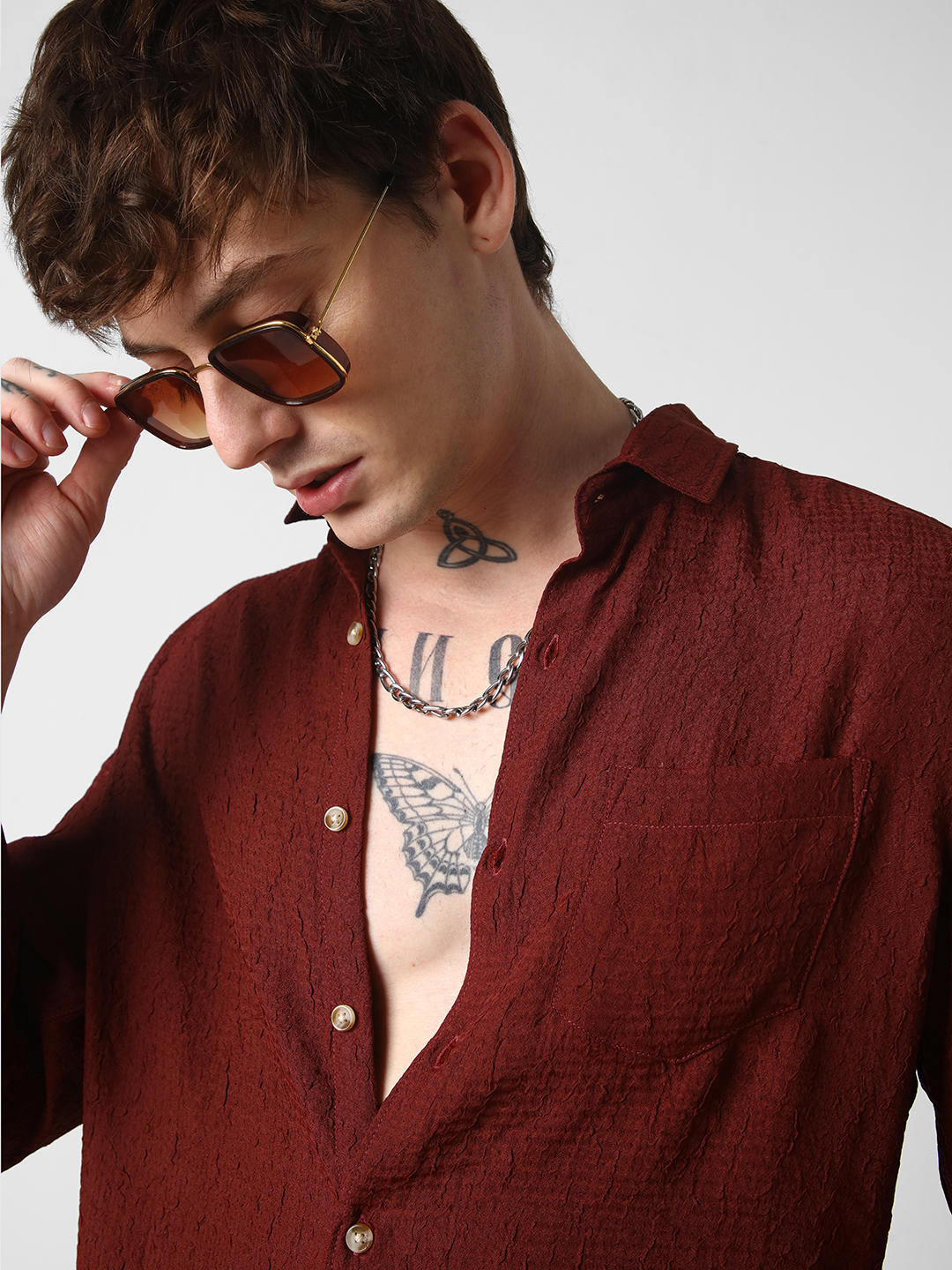 Brown Textured Shirt