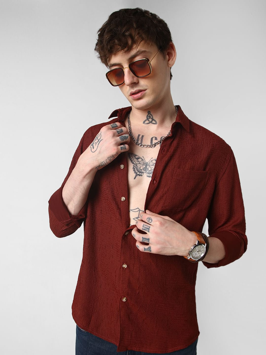 Brown Textured Shirt