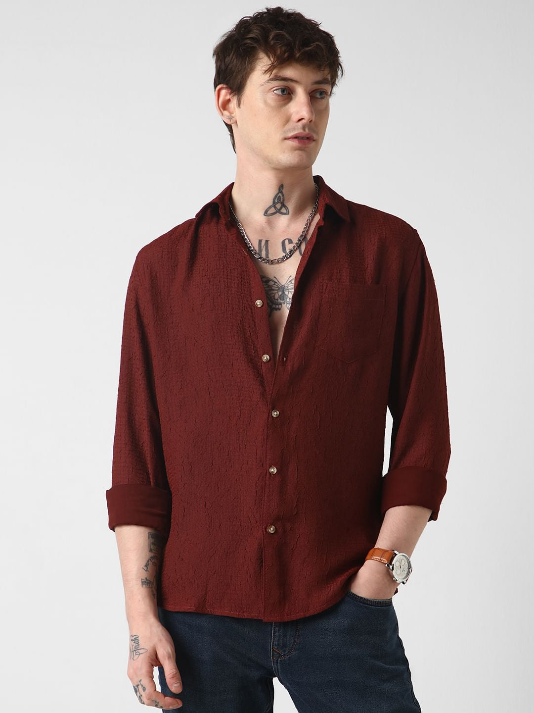 Brown Textured Shirt