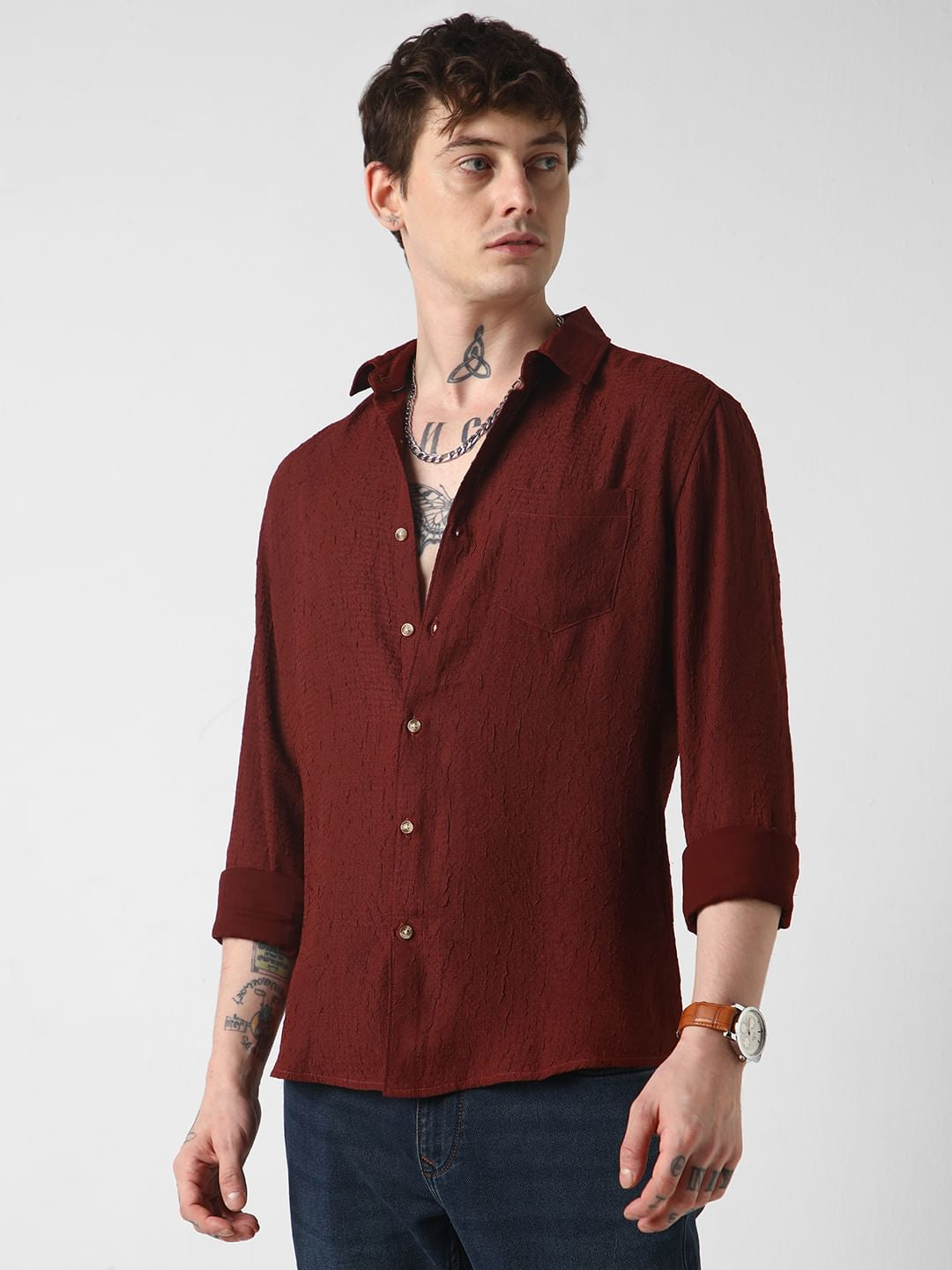 Brown Textured Shirt