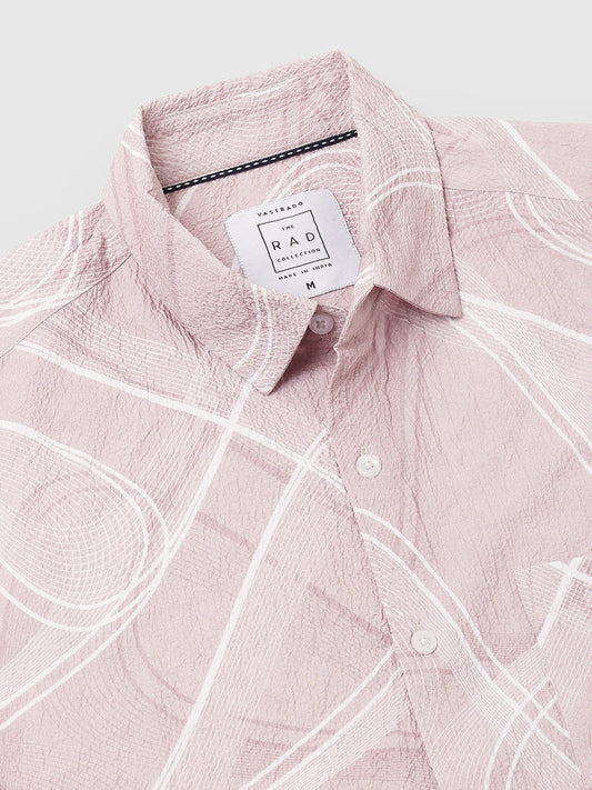 Creased Almond Beige Abstract Printed Shirt