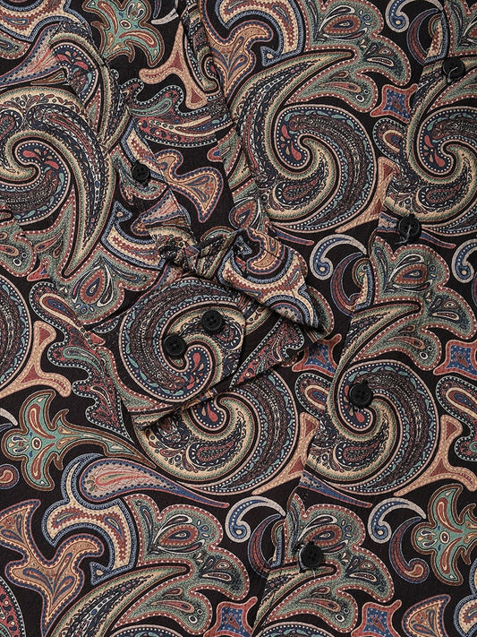 Futuristic Fusion Black Paisley Creased Shirt