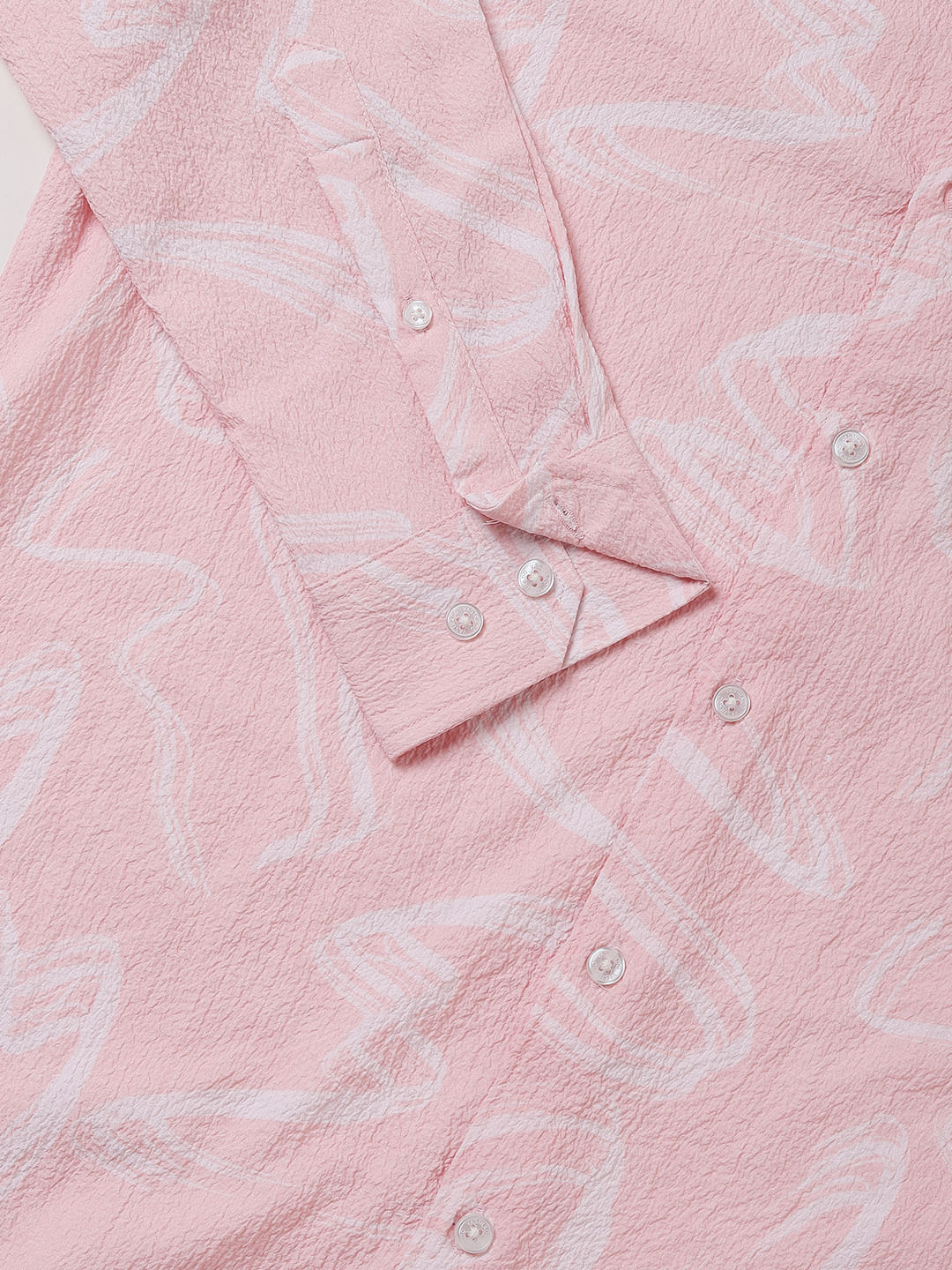 Voguish Peachy Pink Crinkled Shirt