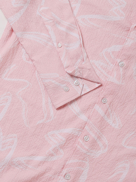 Voguish Peachy Pink Crinkled Shirt