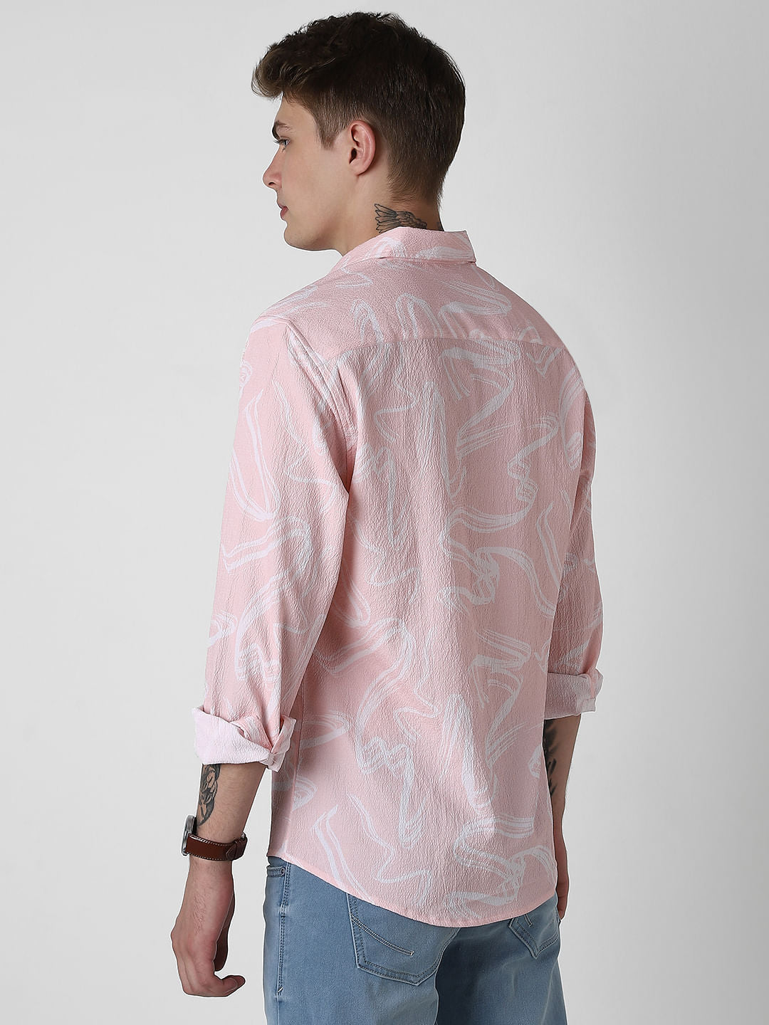 Voguish Peachy Pink Crinkled Shirt