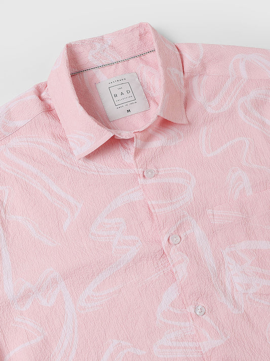 Voguish Peachy Pink Crinkled Shirt