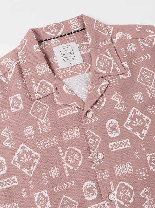 Opera Mauve Intricate Printed Oversized Shirt