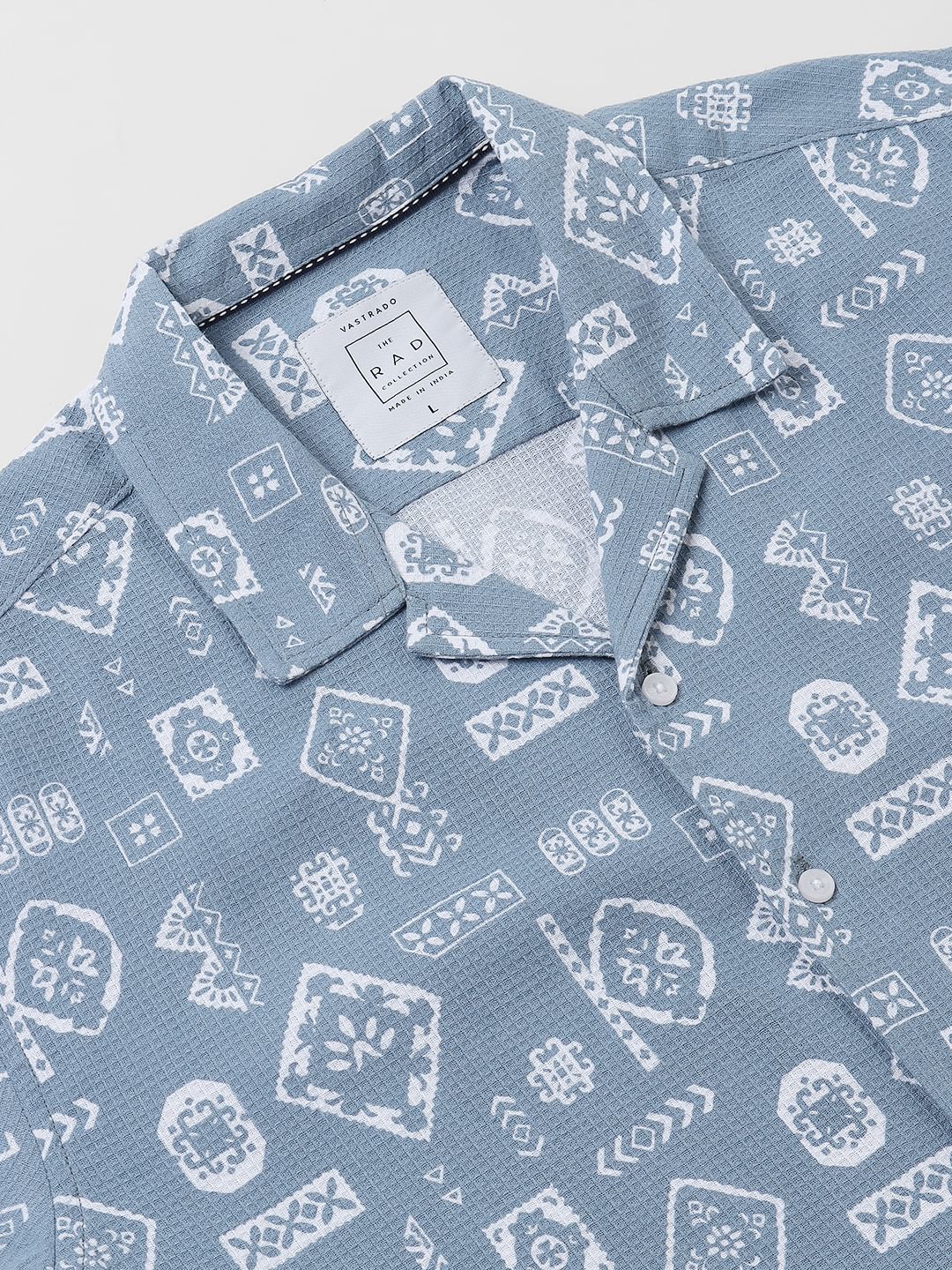 Ocean Blue Intricate Printed Oversized Shirt
