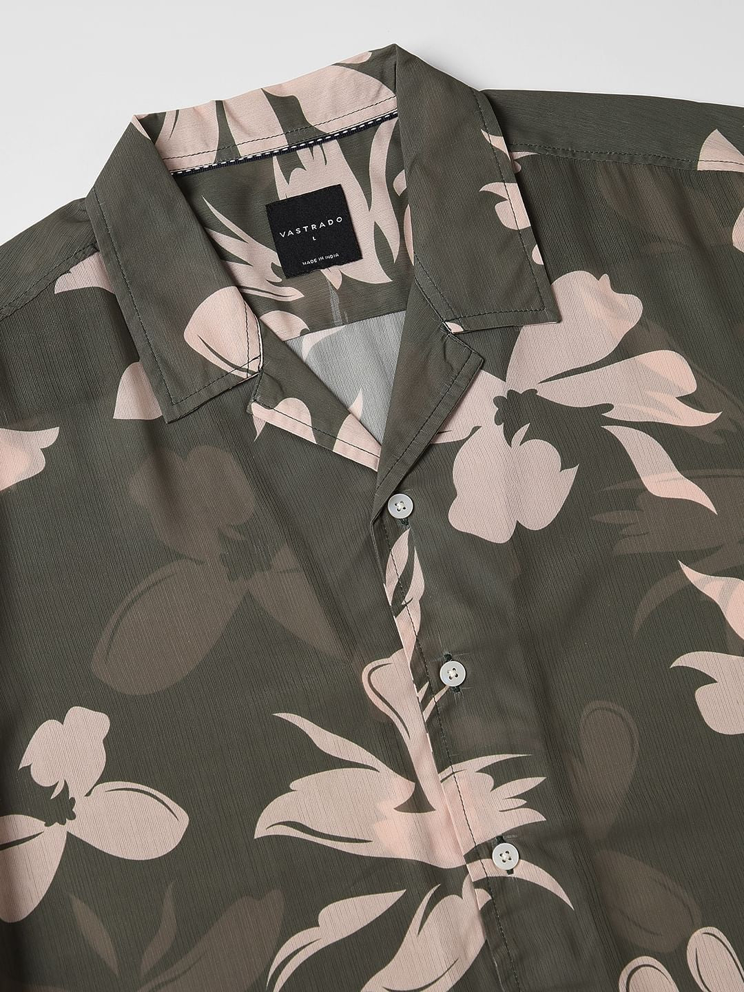 Floral Artistry Olive Oversized Chiffon Shirt