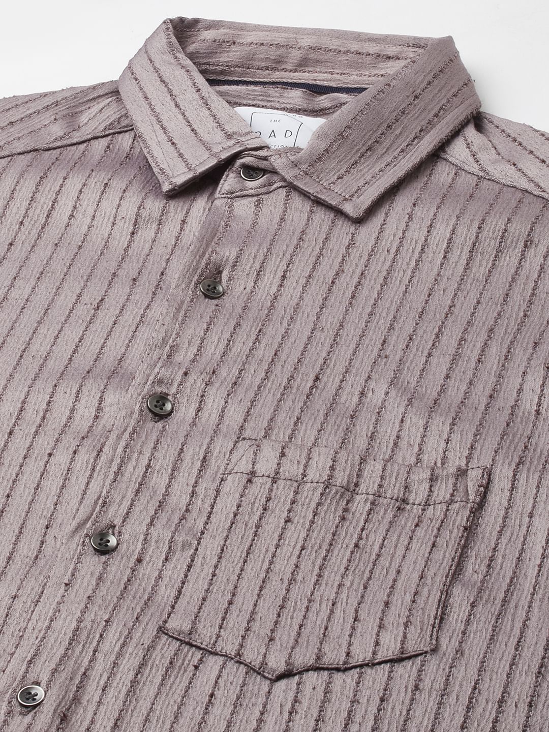 Chocolate Brown Textured Striped Shirt