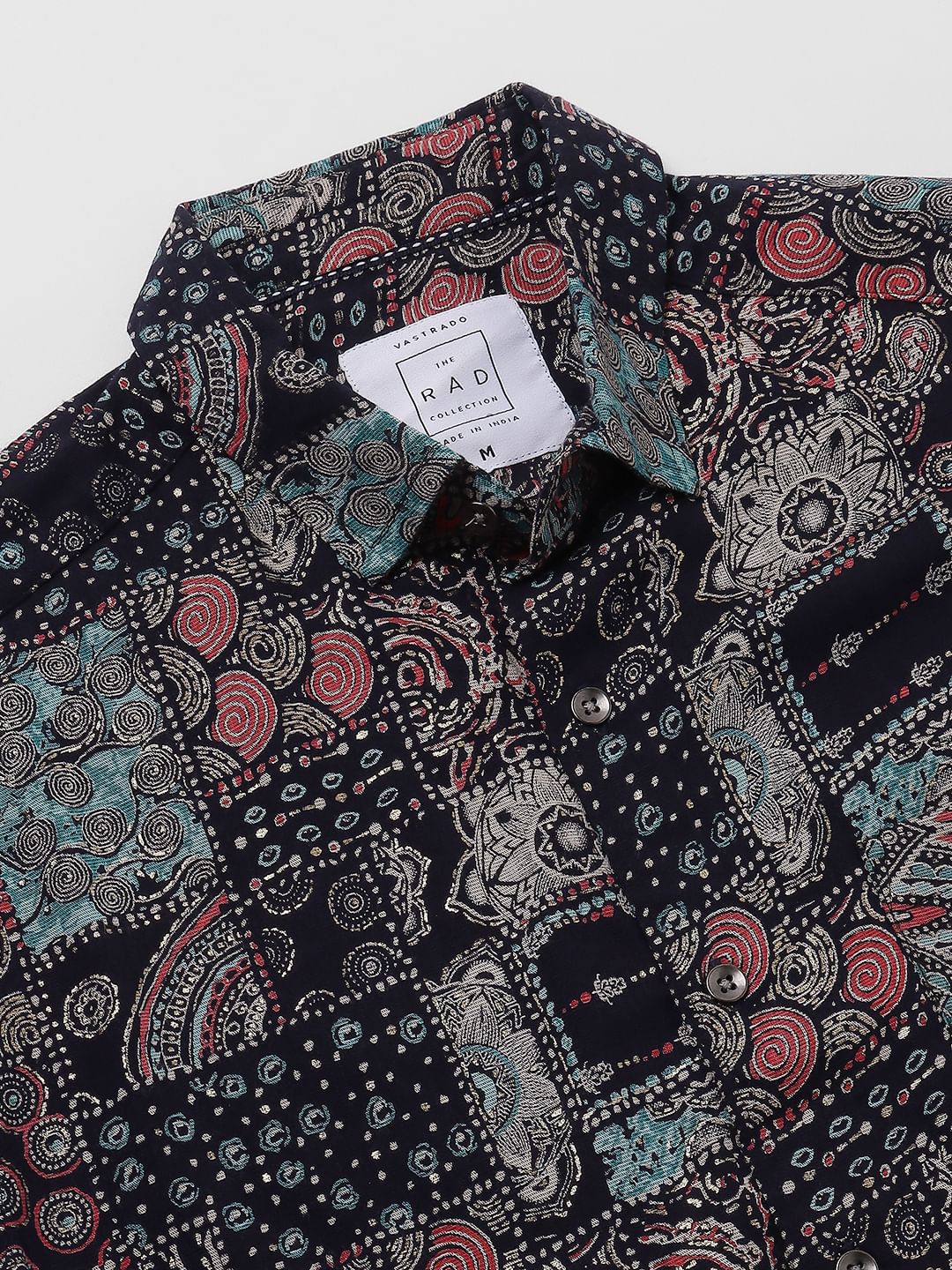 Black Futuristic Fusion Foil Printed Shirt