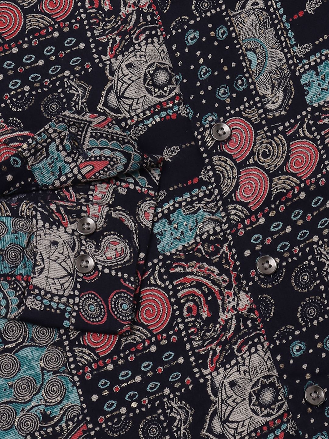 Black Futuristic Fusion Foil Printed Shirt