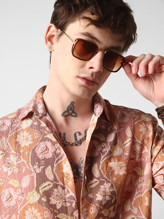 Bloomy Dendritic Multicolour Creased Shirt