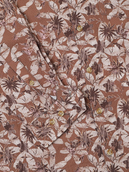 Voguish Creased Brown Floral Shirt