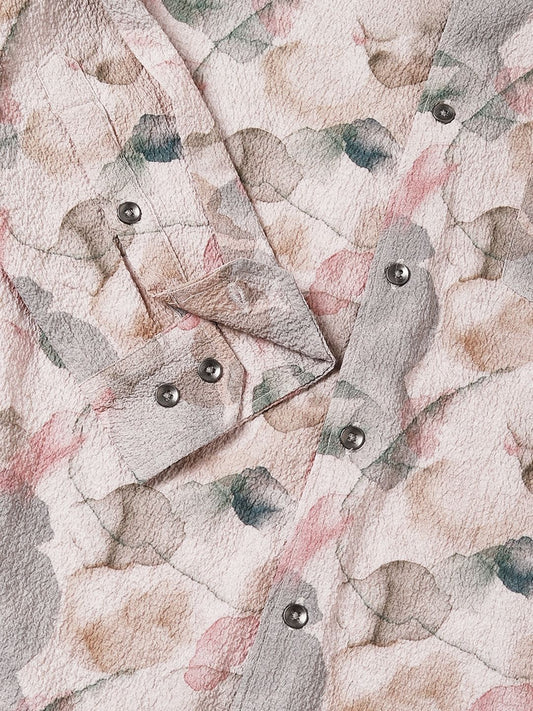 Voguish Creased Multicolour Abstract Printed Shirt