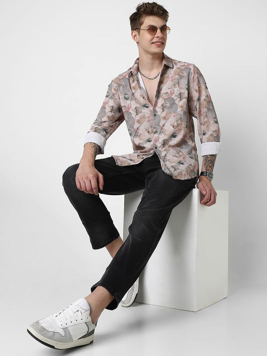 Voguish Creased Multicolour Abstract Printed Shirt