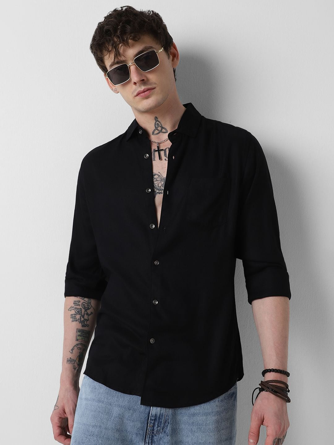 Modish Solid Black Shirt