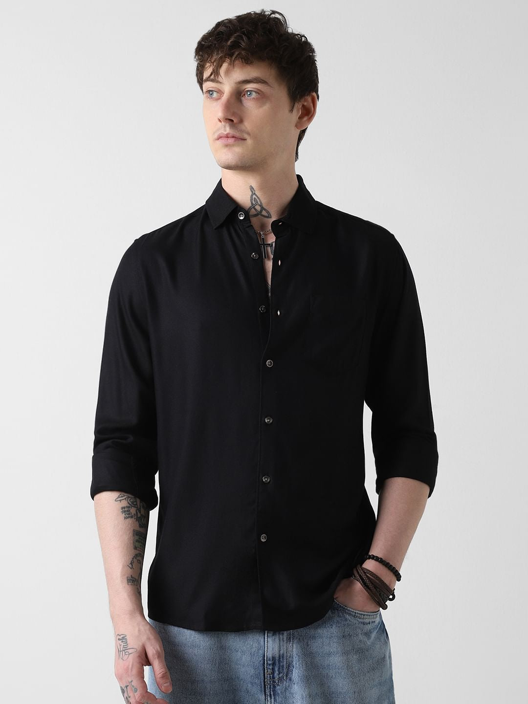 Modish Solid Black Shirt