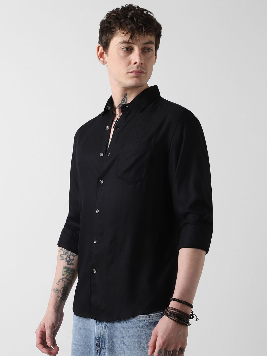 Modish Solid Black Shirt