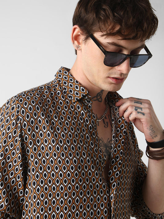 Brown Ikat Printed Shirt