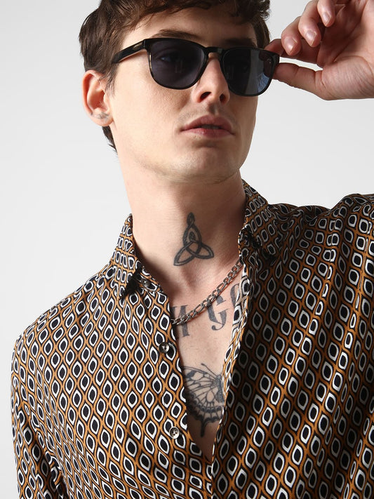 Brown Ikat Printed Shirt
