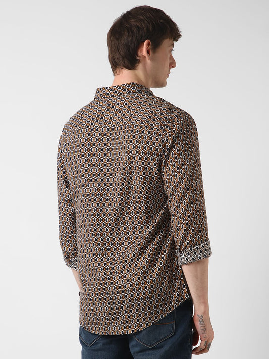 Brown Ikat Printed Shirt